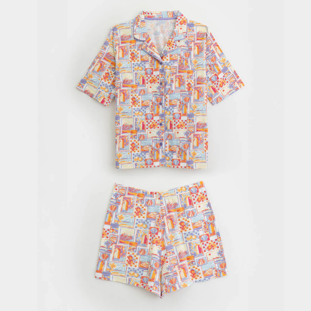 Postcard Print Shortie PJ